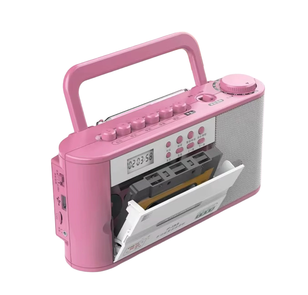 Pink Radio Cassette Tape Player Portable