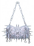 Gothic Silver Rivet Underarm Bag