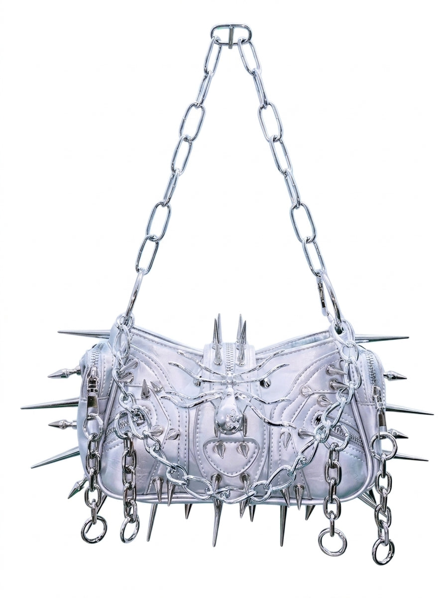 Gothic Silver Rivet Underarm Bag