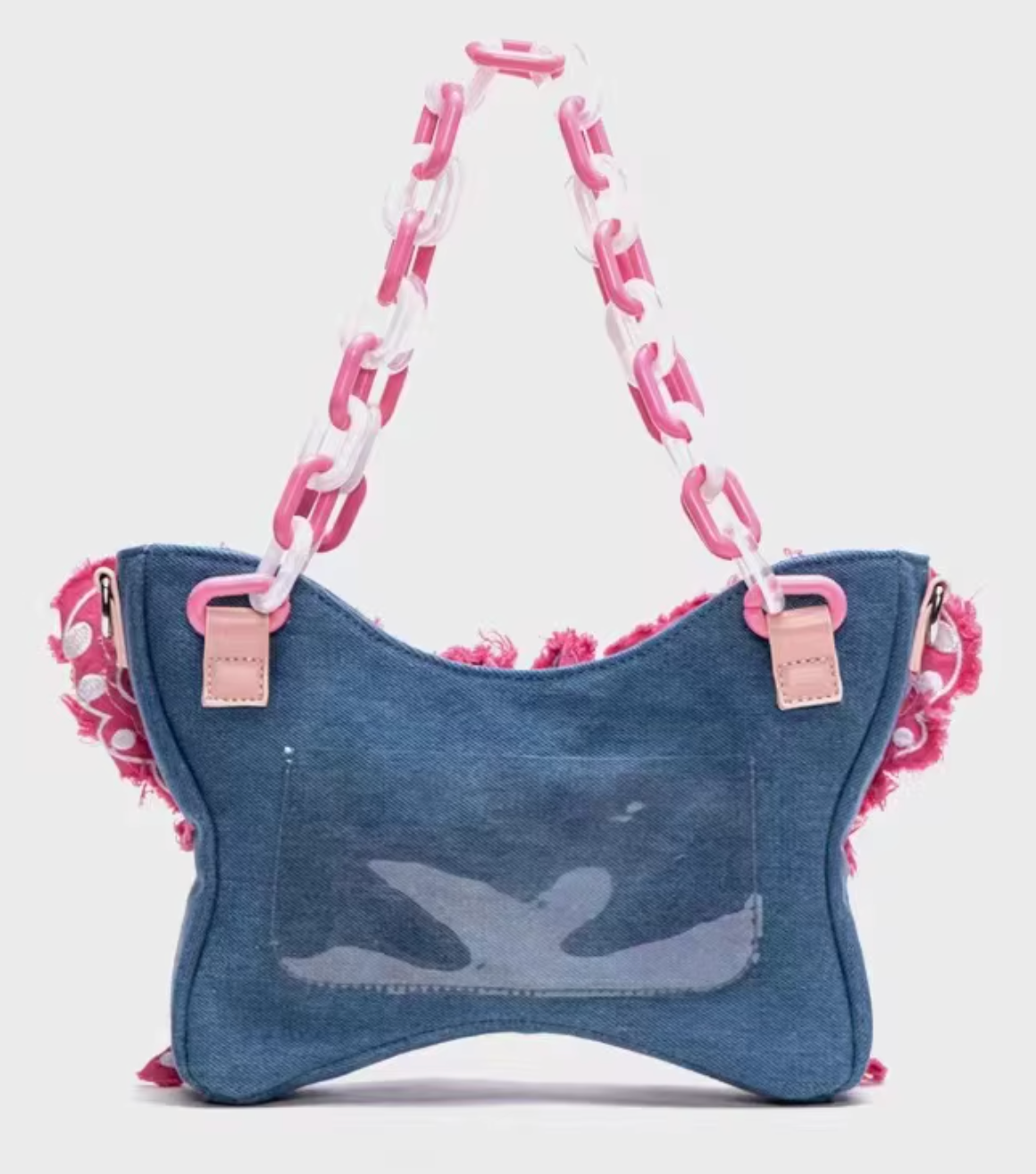 Denim Pink Butterfly Bag