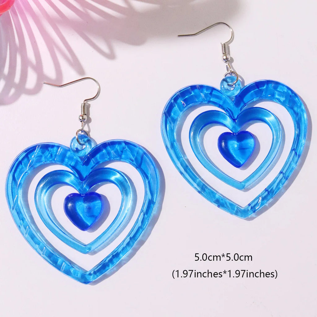 Pink Acrylic Heart Earrings