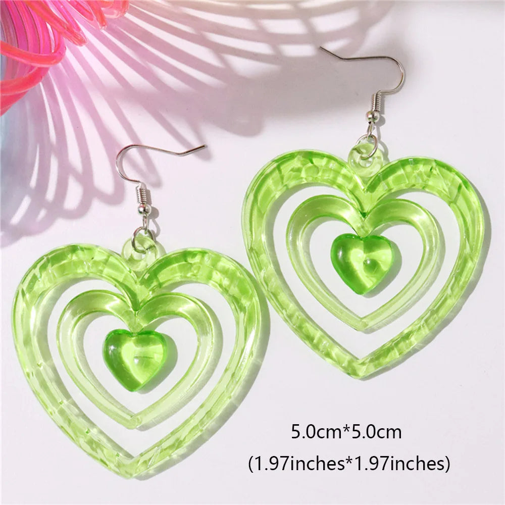 Pink Acrylic Heart Earrings