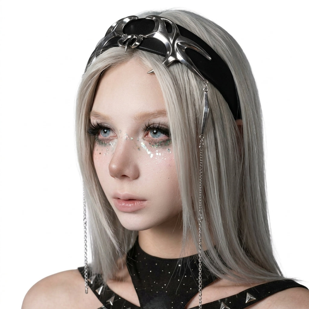 Edgy Punk Headband with Chains