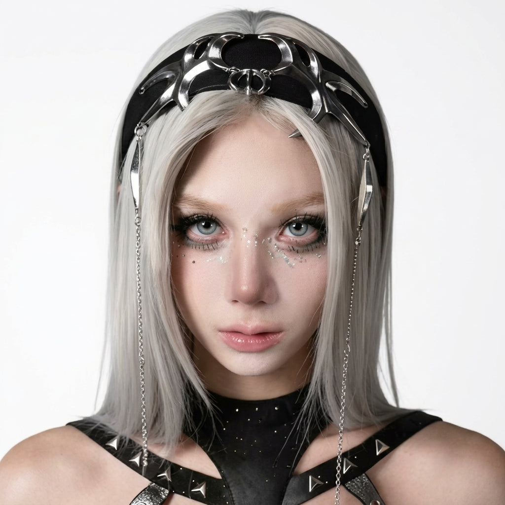 Edgy Punk Headband with Chains
